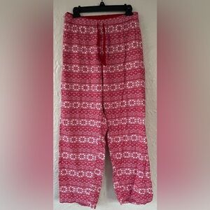 Lands End 100% cotton red/white snowflake pattern pajama pants, drawstring ; 3X